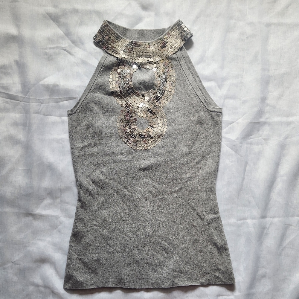 Inc International Concepts Silver Sequin Top size small